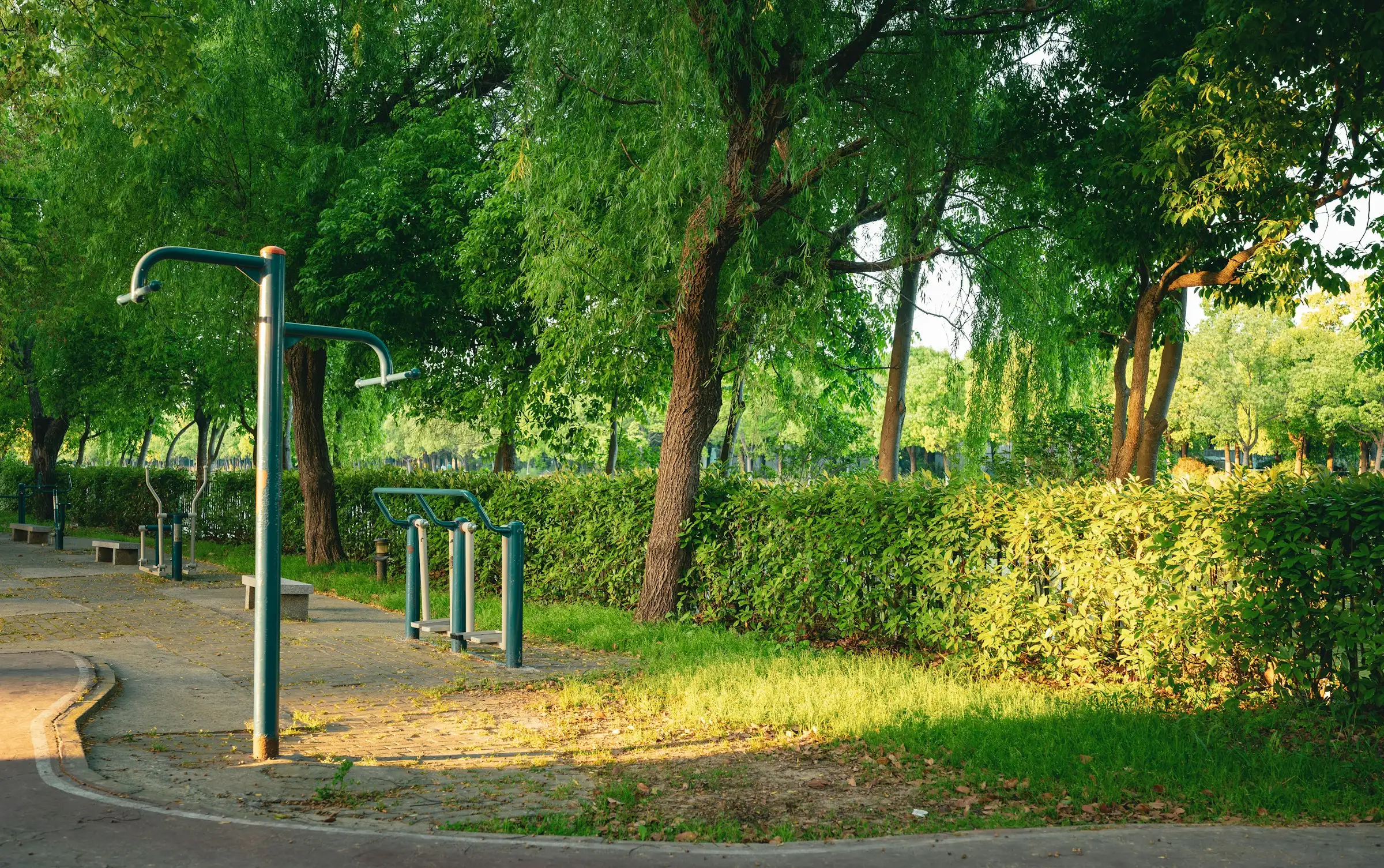 Parque al aire libre en Santiago con equipamiento para entrenar, uno de los lugares donde damos las clases